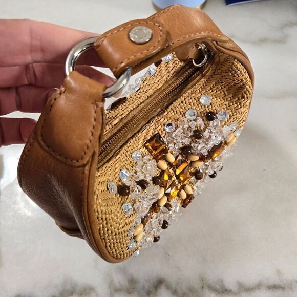 COLE HAAN straw bag embroidery , new - Picture 3 of 8